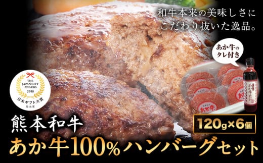 あか牛 100％ハンバーグ 120g×6個 あか牛のたれ付き 熊本県産 あか牛 あかうし 三協畜産 《30日以内に出荷予定(土日祝除く)》 熊本県 津奈木町 タレ付き ハンバーグ 熊本和牛 送料無料