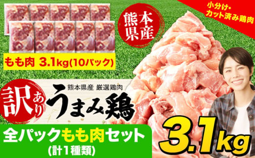 鶏肉 うまみ鶏 全パックもも肉セット(計1種類) 合計3.1kg 冷凍 小分け [3月下旬-4月末出荷予定] 肉 若どり もも モモ 個包装 熊本県産 鶏肉 モモ肉 鶏モモ モモ肉 冷凍 冷凍鶏肉 冷凍モモ肉 国産 国産鶏肉 国産モモ肉 九州産 九州産鶏肉