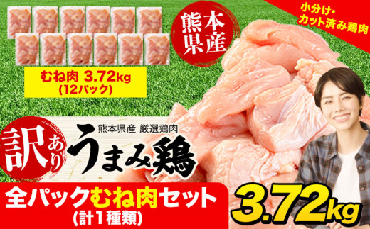 鶏肉 うまみ鶏 全パックむね肉セット(計1種類) 合計3.72kg 冷凍 小分け [3月下旬-4月末出荷予定] 肉 若どり むね ムネ 個包装 熊本県産 鶏肉 鶏ムネ ムネ肉 ムネ肉 冷凍 冷凍鶏肉 冷凍ムネ肉 国産 国産鶏肉 国産ムネ肉 九州産 九州産鶏肉