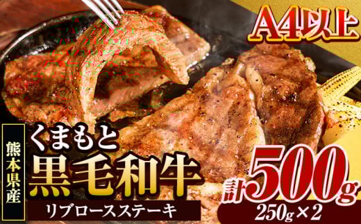 くまもと黒毛和牛 リブロースステーキ 500g (250g×2) 牛肉 冷凍 《30日以内に出荷予定(土日祝除く)》 くまもと黒毛和牛 黒毛和牛 冷凍庫 個別 取分け 小分け 個包装 ステーキ肉 にも リブロースステーキ st-p