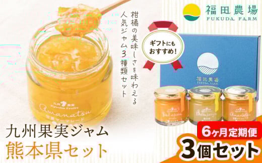 九州果実ジャム 熊本県セット 3個セット 6ヶ月定期便 デコポンジャム 甘夏マーマレード 晩白柚ジャム 1個あたり120g《お申込み月の翌月から出荷開始》熊本県 水俣市 津奈木町 福田農場 ジャム マーマレード 柑橘 セット