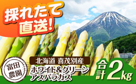 【2026年分予約開始！】こだわり農家のホワイト＆グリーンアスパラセット 計2kg（各1kg）《喜茂別町》【富田農園/スプレス】 アスパラ アスパラガス グリーンアスパラガス ホワイトアスパラガス 季節の野菜 春野菜 先行予約 北海道 [AJAJ006] 23000 23000円