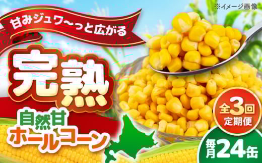 【全3回定期便】【北海道産】 自然甘ホールコーン 24缶（C7号缶）《喜茂別町》【きもべつ観光協会】 コーン コーン缶 とうもろこし トウモロコシ 北海道 常温 常温配送 [AJAG024] 54000 54000円