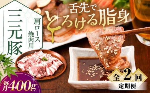 【全2回定期便】平田牧場 肩ロース 焼肉用 400g (200g×2P)《喜茂別町》【平田牧場】 肉 豚肉 ロース 焼肉 スライス 冷凍配送 定期便 北海道 平田牧場 三元豚  [AJAP147] 28000 28000円
