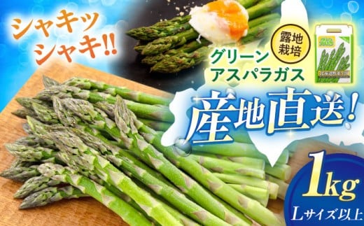 【2026年5月中旬以降順次発送】 グリーンアスパラガス 1kg （L以上/露地栽培）《喜茂別町》【久保田農園】 アスパラ アスパラガス グリーンアスパラ 冷蔵 冷蔵配送 野菜 春野菜 季節の野菜 [AJAM014]