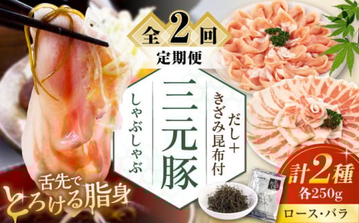 【全2回定期便】平田牧場 しゃぶしゃぶセット 500g (ロース・バラ) ※だし・昆布付 《喜茂別町》【平田牧場】 肉 豚肉 ロース バラ ロース肉 バラ肉 しゃぶしゃぶ 鍋 定期便 北海道 [AJAP014] 22000 22000円