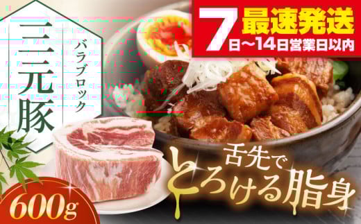 平田牧場 バラブロック 600g 《喜茂別町》【平田牧場】 豚肉 ブロック 豚バラブロック 焼肉 国産 北海道 ブロック肉 特産品 ぶた肉 バラ 冷凍 [AJAP072] 7000 7000円 7千円