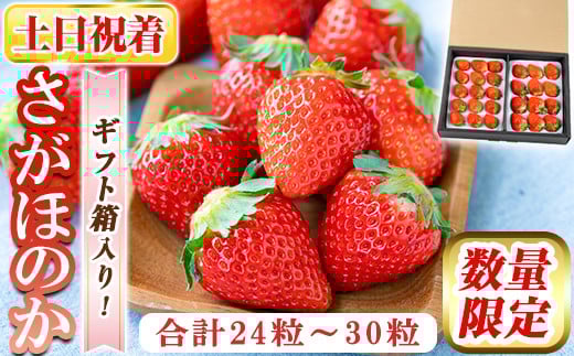 a881-02 【土日祝着】<先行予約受付中!2026年2月上旬~3月下旬に発送予定> いちご・さがほのか(合計24粒~30粒)【佳農園】国産 鹿児島県産 苺 イチゴ フルーツ 果物 くだもの ギフト 贈答用