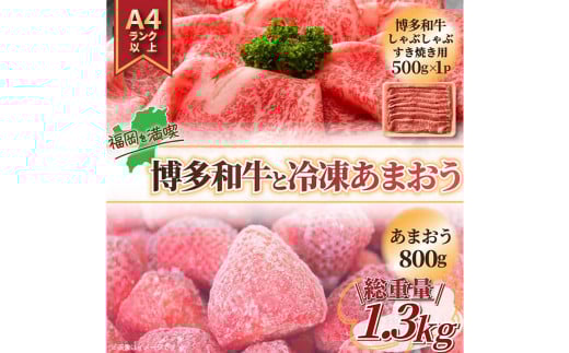訳あり! 博多和牛 しゃぶすき&冷凍あまおう セット 計1.3kg