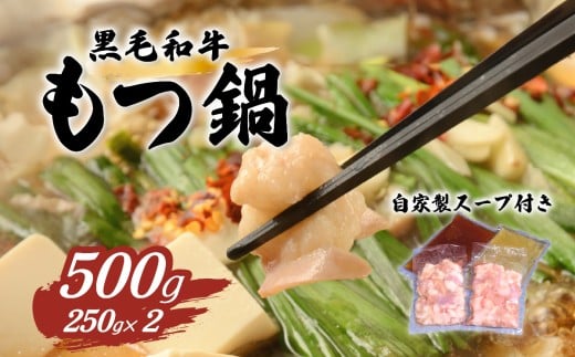 黒毛和牛 もつ鍋セット 500g 【 国産 スープ 脂 おかず 冷凍 人気 お取り寄せ モツ鍋 茨城県下妻市 】[SZR]