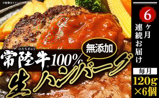 生ハンバーグ 120g × 6個 【 常陸牛 】 100％ 【 6ヶ月連続お届け 】【ハンバーグ 生ハンバーグ 常陸牛 冷凍 牛肉 贅沢 黒毛和牛 おかず 惣菜 便利】[SZR]