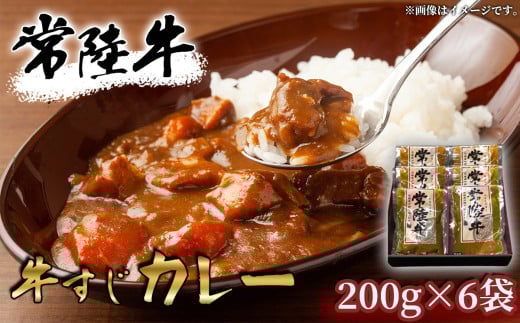 【 常陸牛 】 牛すじカレー 200ｇ × 6袋 【 牛すじ 常陸牛 カレー スパイス レトルト お手軽 本格 牛肉 カレーライス 】[SZR]