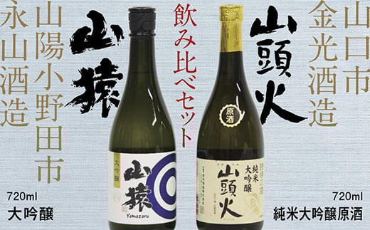 D389 【山口市・山陽小野田市共通返礼品】山頭火(純米大吟醸原酒)・山猿(大吟醸)飲み比べセット