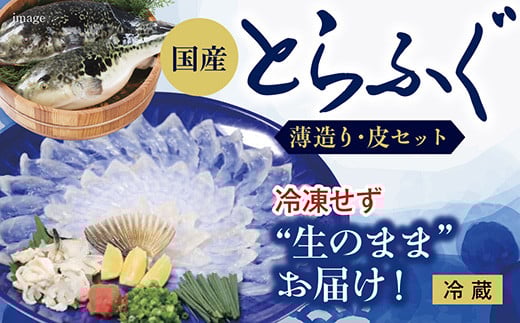C041 冷凍せずに”生のまま”お届け!新鮮とらふぐ刺身(薄造り・皮セット)