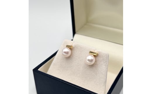 1684 K18YGアコヤ真珠ピアス 7.0mmUP　真珠 ピアス アコヤ真珠 アコヤ貝 伊勢志摩 冠婚葬祭 結婚式 入学式 ギフト 贈り物 アクセサリー ジュエリー パール