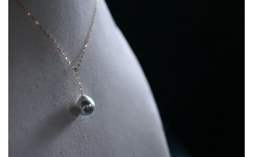 1642　いせしま碧いバロック　Yスタイルネックレス　真珠 K18 ジュエリー ネックレス ペンダント パール アコヤ真珠 バロック 18金