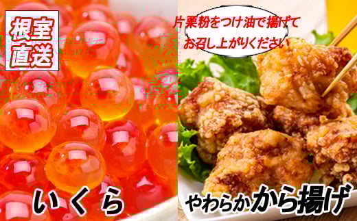 B-36024【12/21まで年内配送】 味付若鶏やわらか唐揚げ(ザンギ)350g×4P、いくら醤油漬け100g×2P