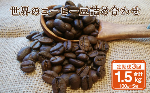【3ヶ月定期便】世界のコーヒー豆詰め合わせ 500g (100g×5種) コーヒー 珈琲 豆 セット