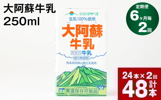 【6ヶ月毎2回定期便】大阿蘇牛乳 250ml 計48本(24本×2回) 計12L