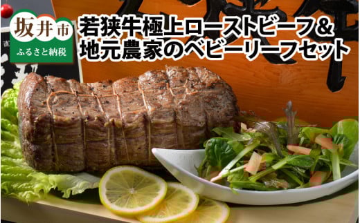 若狭牛極上部位「ローストビーフ」 ＆ 地元農家の「ベビーリーフ」 セット ESSEふるさとグランプリ2023 肉加工品部門 金賞受賞！ [J-1801]