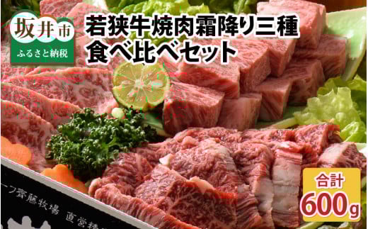 若狭牛焼肉 霜降り三種 食べ比べセット [D-1802]