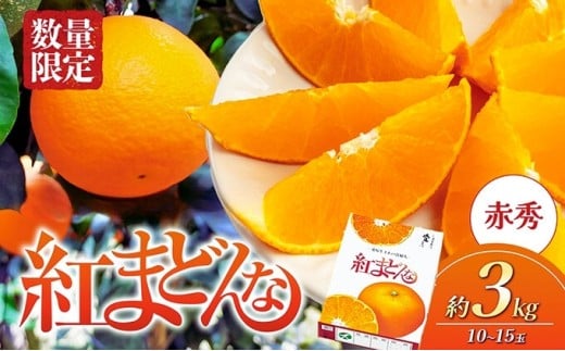【100箱限定！申込11/20まで】愛媛県産 紅まどんな「赤秀」JA正規品 約3kg 10玉～15玉入り 数量限定 12月～順次発送＜柑橘 甘い 高級 極上 JA直送 正規みかん 愛果28号＞ [№5310-0134]