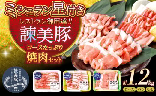 諫美豚焼肉セット計1.2kg / 豚肉 ぶたにく ロース バラ モモ 焼肉 小分け / 諫早市 / 株式会社土井農場 [AHAD057]