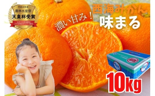 西海みかん｢味まる｣(10kg) / 糖度12度以上 佐世保 長崎  温州みかん ミカン 旬 甘い 家庭用 自宅用 送料無料 長崎県産 常温 ブランドみかん JA 農協