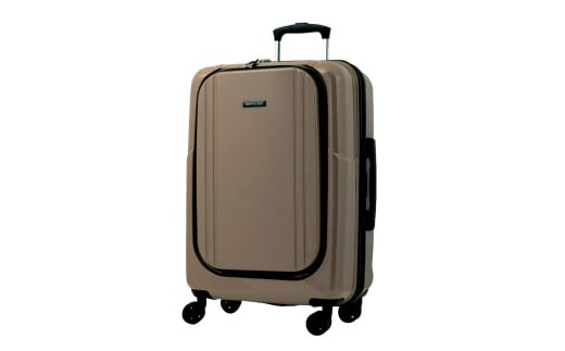 G565 【3泊用 便利なフロントオープン！】AP7351スーツケースS（スモーキーベージュ） キャリーバッグ フロントオープン Ｓサイズ 小型 無料受託サイズ ファスナー ジッパー ハードケース TSAロック ビジネス 出張 海外 国内 旅行