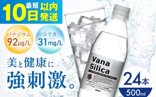 【年内発送】【10日以内発送】VanaSilica（バナシリカ） 富士山のバナジウム＆シリカ 強炭酸水 500ml 24本 炭酸 強炭酸 炭酸水 大容量 ハイボール 割り材 割材 ペットボトル お水 飲料 飲料水 ドリンク 飲み物 備蓄 災害 大阪府高槻市/クリックル株式会社 [AOEH009] 天然水 バナジウム シリカ 強炭酸水 大容量 ペットボトル ハイボール 割材 飲料水 健康 水分補給