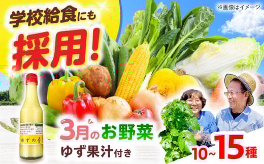 【数量限定】厳選！旬を味わう高槻野菜詰め合わせ 3月（10～15種）＆農家さん自家製ゆず果汁 200ml×1本セット　大阪府高槻市/高槻あぐり [AOCS005] 新鮮 野菜 やさい 産地直送 産直 旬 人気 お取り寄せ 野菜詰め合わせ 野菜セット ゆず 柚子