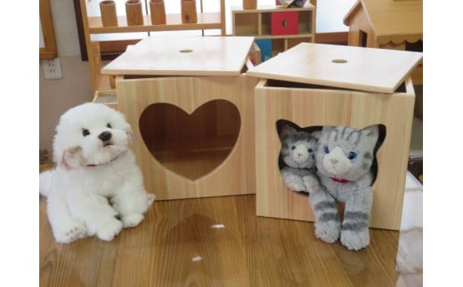 ペットハウス 蓋付き 木製 【ねこ】