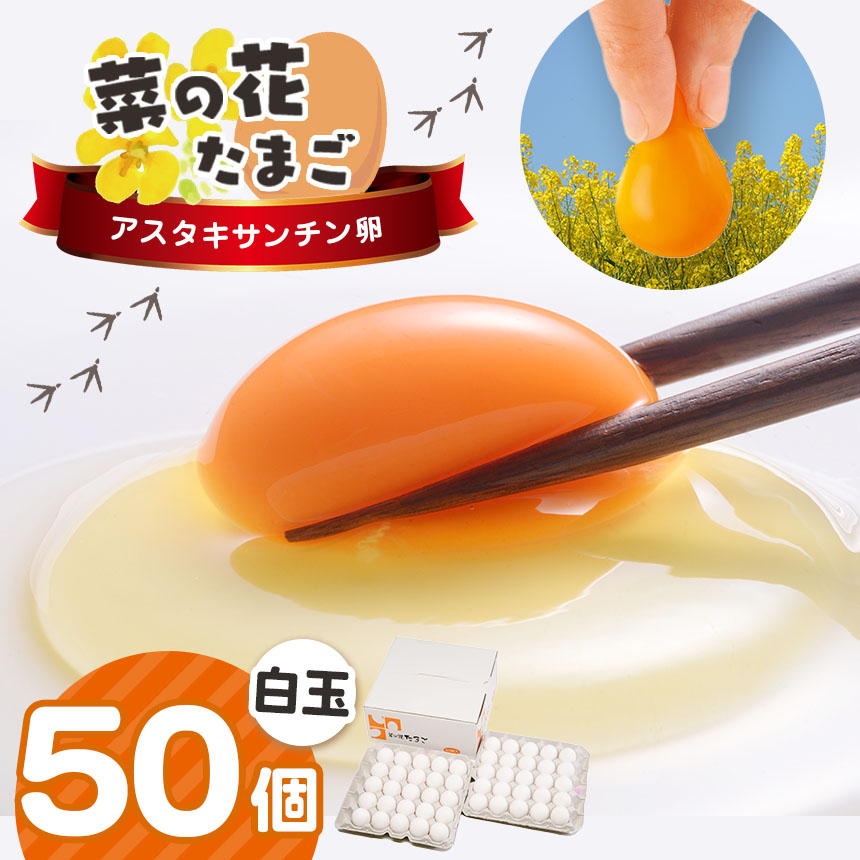 2週間以内に発送  君津市産 菜の花エッグ アスタキサンチン卵 白玉50個入り 菜の花たまご | 早く届く すぐ すぐ発送 たまご 卵 タマゴ 玉子 定期便 白 卵かけご飯 お菓子作り 新鮮 オススメ 千葉県 君津市 きみつ