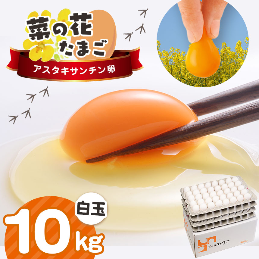 2週間以内に発送 [ 白玉 LM 10kg入り] 君津市産 菜の花エッグ アスタキサンチン卵 菜の花たまご | 早く届く すぐ すぐ発送 たまご 卵 タマゴ 玉子 白 卵かけご飯 お菓子作り 新鮮 オススメ 千葉県 君津市 きみつ