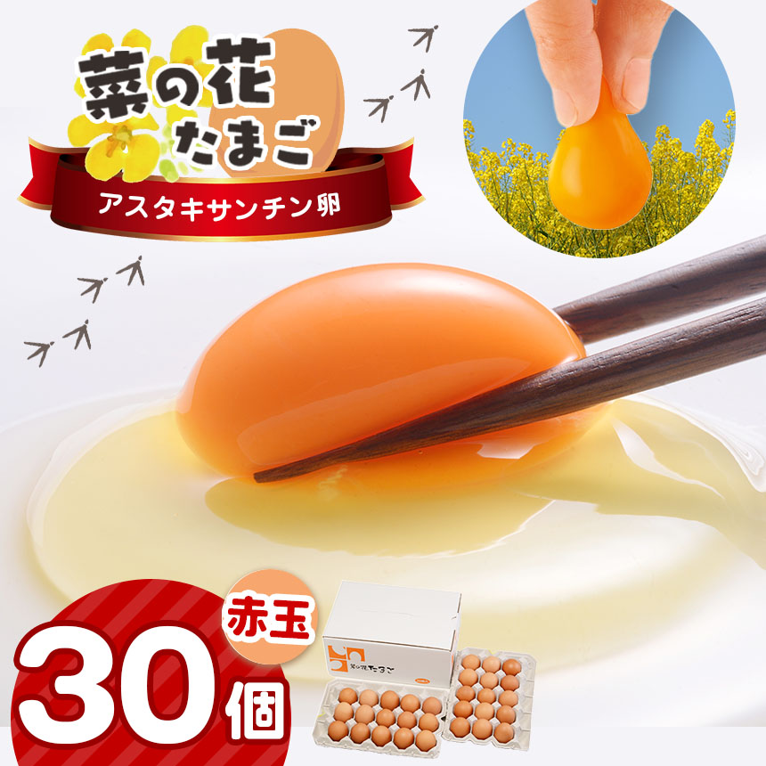 2週間以内に発送 君津市産 菜の花エッグ アスタキサンチン卵 赤玉 30個入り 菜の花たまご | 早く届く すぐ すぐ発送 たまご 卵 タマゴ 玉子 赤 卵かけご飯 お菓子作り 新鮮 オススメ 千葉県 君津市 きみつ