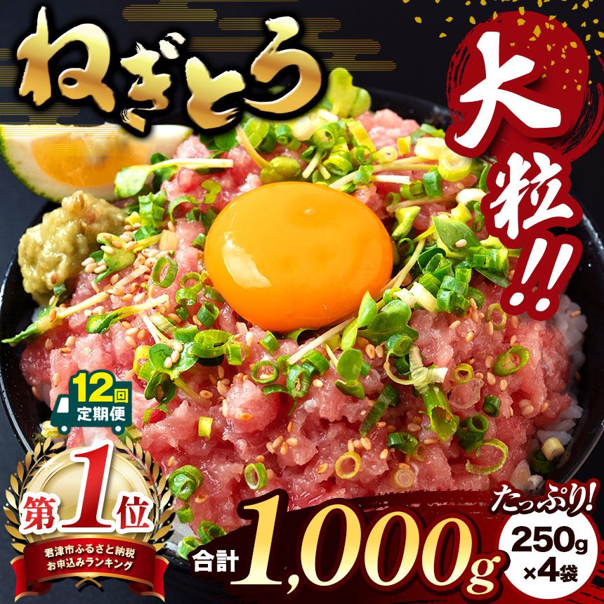 【定期便12回】清幸丸水産 大人気！ねぎとろ（250g×4袋）1000g | ネギトロ とろ 鮪 海鮮 魚介 魚 人気 小分け 人気 定番 ご飯 オススメ 千葉県 君津市 きみつ