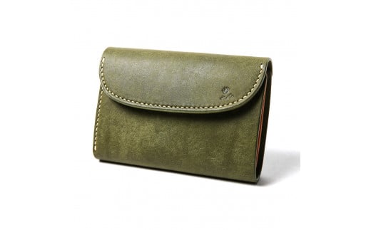 ＭＯＴＯマットバケッタ三つ折りミドルウォレット（GREEN）本池秀夫監修 LEATHER & SILVER MOTO