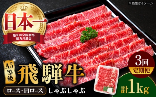 【6回定期便】【飛騨牛 しゃぶしゃぶ用】A5等級 ロース / 肩ロース 1kg 和牛 ブランド牛 国産 牛肉 多治見市 / 渡辺精肉店 [TAZ028]