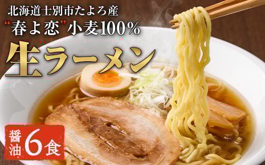 【A6002】北海道士別市たよろ産「春よ恋」100%生ラーメン (6食) 拉麺 麺 小麦麺 生麺 醤油ラーメン 醤油味 冷凍 【合同会社人考研】
