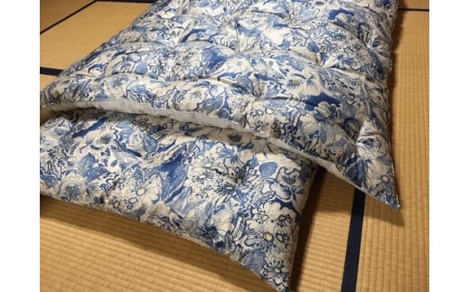 【抗菌・防ダニ】エレガントなコットン95%掛け布団/シングル・ブルー