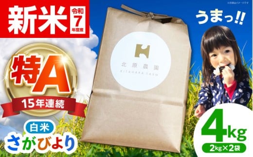 【2026年1月発送】さがびより ( 白米 ) 4kg【北原農園】[HCA004]