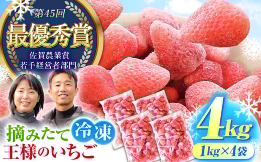 【冷凍いちご】王様のいちご 摘みたてこおりいちご 4kg （ いちごさん さがほのか )【むらおか農園】 [HAF004]