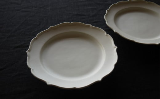 〔臼杵焼〕稜花リム皿（L）【２枚セット】