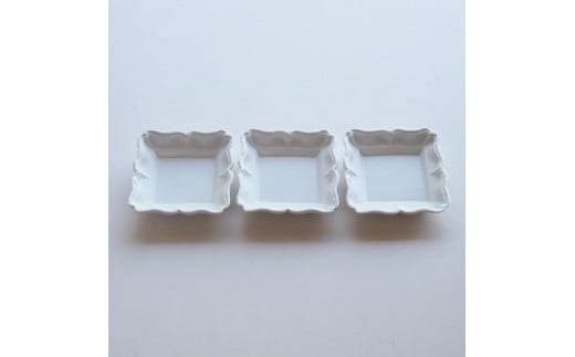〔臼杵焼〕スクエア豆皿（白）【３枚】