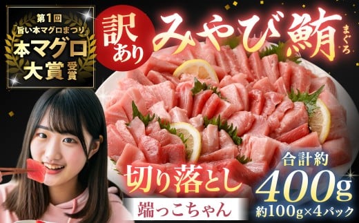【訳あり】みやび鮪 切り落とし 端っこちゃん 計約400g（約100g×4） 4～5人前 ／ マグロ 鮪 トロ 本鮪 本マグロ 本まぐろ 冷凍まぐろ 冷凍鮪 まぐろ 赤身 トロ 鮪赤身 鮪トロ 国産鮪 国産まぐろ 切落し きりおとし 魚 海鮮 刺身 刺し身 冷凍 長崎 長崎県 長崎市