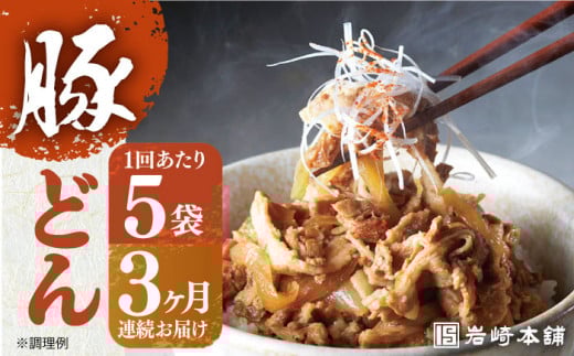 【全3回定期便】【簡易包装】豚どん5袋 長与町/岩崎本舗 [EAB016] 豚丼 豚どん ぶたどん 豚丼の具 冷凍 レトルト レンジ 岩崎本舗 定期 定期便