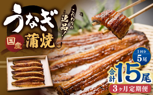 【3ヶ月定期便】 蒲焼きうなぎ 5尾 (国産) / 鰻 うなぎ ウナギ 蒲焼き 蒲焼 うなぎの蒲焼 鰻の蒲焼き たれ付き 自家製たれ 山椒 冷蔵 国産