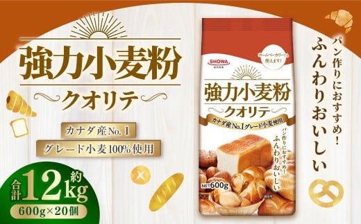 強力小麦粉 クオリテ 600g×20個 合計12kg / 小麦粉 小麦  強力粉 粉 パン ピザ ぎょうざの皮 料理 常温