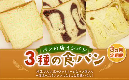 AU-20 【3ヵ月定期便】 3種の食パンセット 3斤×3回  食パン パン