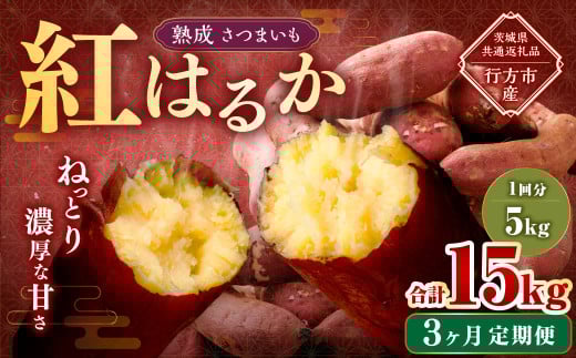 【3ヶ月定期便】“熟成”茨城県産さつまいも【紅はるか】約5kg (茨城県共通返礼品・行方市産)合計約15kg 芋 いも サツマイモ 野菜 やさい 国産